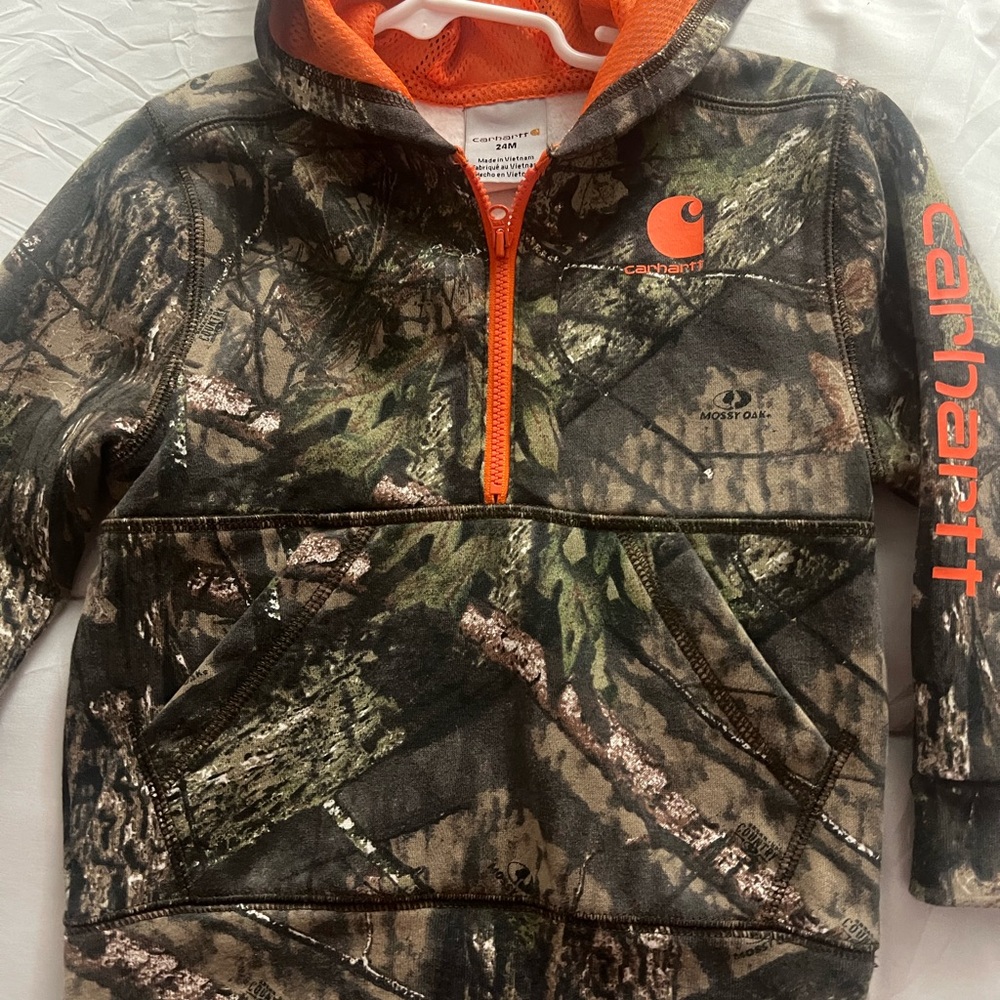 24 month carhartt camo hoodie half zip up